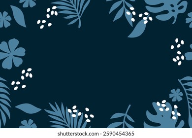 Border with trendy abstract floral design, place for a text 