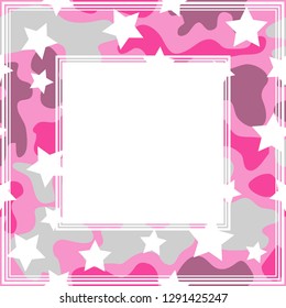 Border with trendy fashion camouflage pattern. Design element for photo frames or home decor.