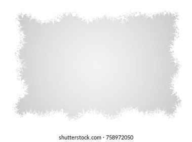 Border of various snowflakes on light grey background.