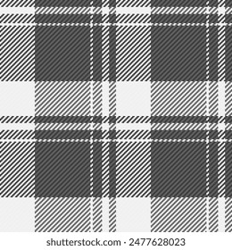 Border vector check tartan, outfit fabric plaid texture. Manufacture background pattern seamless textile in grey and white color.