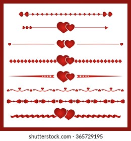 Border vector heart. Symbol valentines day. Set border wedding.