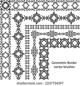Border vector pattern brush set in seamless celtic and geometric elements