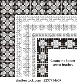 Border vector pattern brush set in seamless celtic and geometric elements