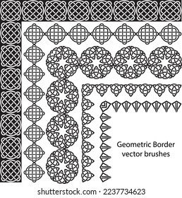Border vector pattern brush set in seamless celtic and geometric elements