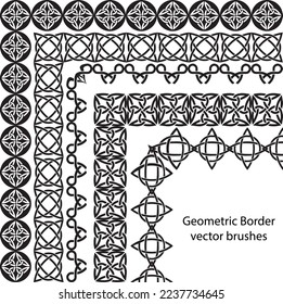 Border vector pattern brush set in seamless celtic and geometric elements