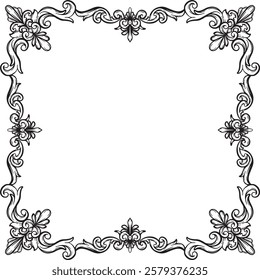 Border Vintage Ornament Floral Wedding Simple