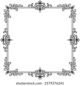 Border Vintage Ornament Floral Wedding Simple