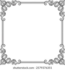 Border Vintage Ornament Floral Wedding Simple