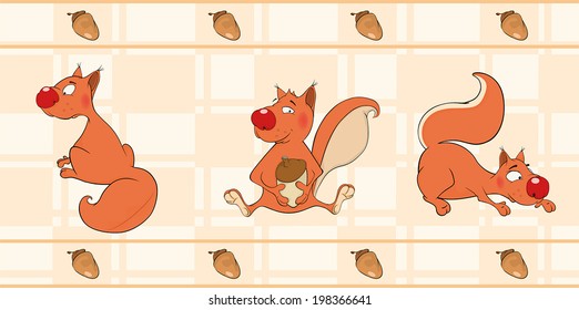 Border for wallpaper with squirrels