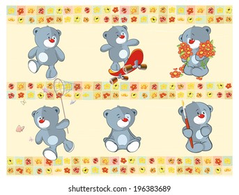 Border for wallpaper with stuffed bear cubs