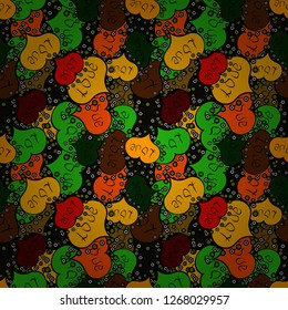 Border wedding. Seamless love pattern with cute lettering calligraphy text and hearts, envelopes, doodles. Swirls in black, green and yellow colors. Vector heart. Symbol valentines day.