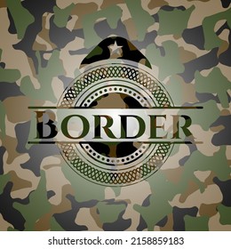 Border written on a camo texture. Vector Illustration. Detailed. 
