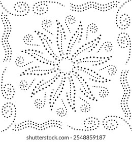 Borderado Abstrato Preto Design Floral. Pode ser usado como design de capa de almofada ou para criar padrões repetitivos para tecido, papel de parede, cortina, tapete etc ou como um elemento decorativo. 