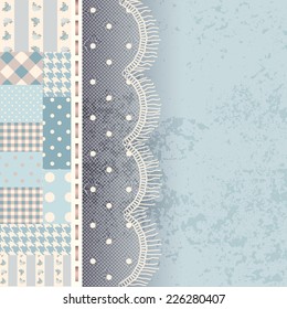 Bordered Background. Patchwork with lace fringe