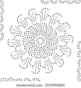 Bordered Black Dotted Floral Abstract Design. Can be used as a decorative element or as cushion cover design or to create repetitive patterns for fabric, curtain, wallpaper, gift wrap, carpet etc.