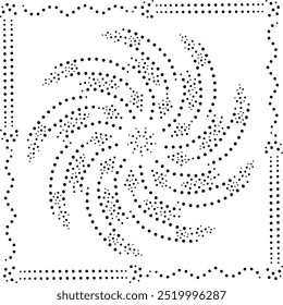 Bordered Black Dotted Floral Abstract Design. Can be used as a decorative element or as cushion cover design or to create repetitive patterns for fabric, curtain, wallpaper, gift wrap, carpet etc.