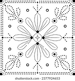 Patrón de diseño floral dotado radial negro