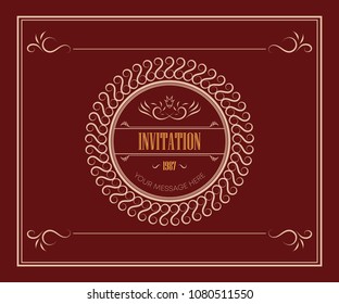 Bordered ornament vintage luxury invitation card vector illustration design.