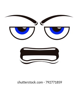 Borderless angry emoticon on a white background, Vector illustration