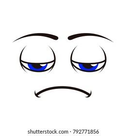 Borderless bored emoticon on a white background, Vector illustration