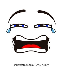 Borderless crying emoticon on a white background, Vector illustration