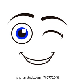 Borderless happy emoticon on a white background, Vector illustration