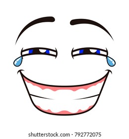 Borderless happy emoticon on a white background, Vector illustration