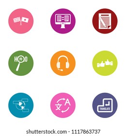Borderless icons set. Flat set of 9 borderless vector icons for web isolated on white background
