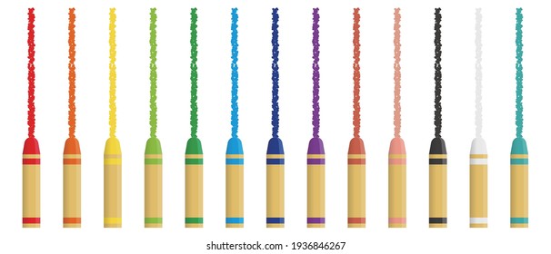 Borderline illustration drawn with crayons