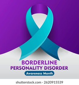 Borderline Personality Disorder Awareness Month. Observed every year in May. Flat design with ribbon. Suitable for background, banner, card, poster