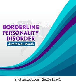 Borderline Personality Disorder Awareness Month. Observed every year in May. Flat design with ribbon. Suitable for background, banner, card, poster