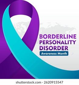 Borderline Personality Disorder Awareness Month (Mês da Consciência do Transtorno da Personalidade Limítrofe). Observado todos os anos em maio. Design plano com fita. Adequado para fundo, banner, cartão, cartaz