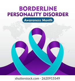 Borderline Personality Disorder Awareness Month (Mês da Consciência do Transtorno da Personalidade Limítrofe). Observado todos os anos em maio. Design plano com fita. Adequado para fundo, banner, cartão, cartaz