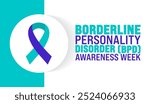 Borderline Personality Disorder BPD Awareness Week background or banner design template is observed every year in October. Holiday concept. Template for card, poster, placard, template. eps 10