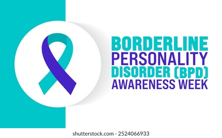 Borderline Personality Disorder BPD Awareness Week fundo ou modelo de design de banner é observado todos os anos em outubro. Conceito de férias. Modelo para cartão, cartaz, cartaz, modelo. eps 10