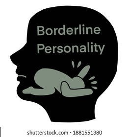 Borderline personality disorder BPD signs and symptoms. Vector illustration. For cards, posters, prints for clothes, emblems