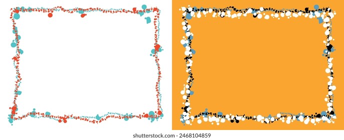 Colección de fronteras. Conjunto de marcos rectangulares dibujados. Sello cuadrado de goma. Ilustración vectorial aislada sobre fondo blanco.