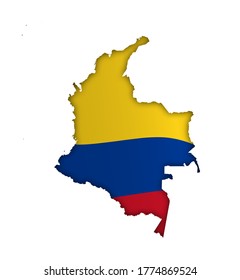 borders of Colombia in colors of national flag. Independence Day. Basis of festive banner, layout. Vector on a white background