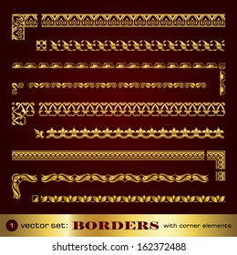 Borders with corner elements in gold - set 1