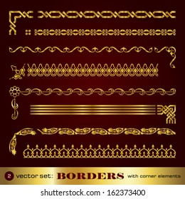 Borders with corner elements in gold - set 2