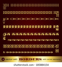 Borders with corner elements in gold - set 4