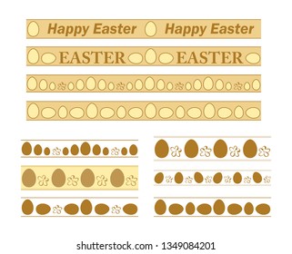 borders with decorative eggs for easter holiday - vector set of seamless ornaments