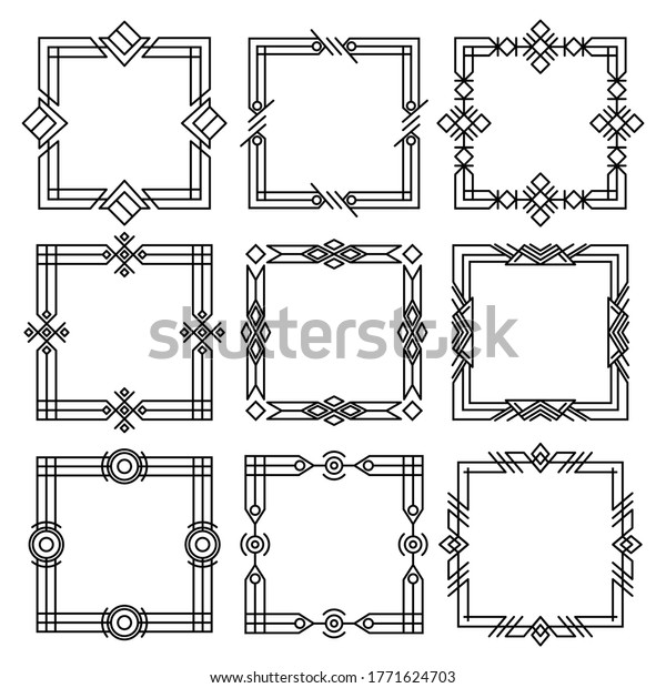Borders dividers. Decorative black\
frames. Retro wedding frames, vintage rectangle ornaments and\
ornate border. Calligraphic design elements and page\
decoration