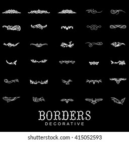 Borders and dividers decorative vignette elements set.