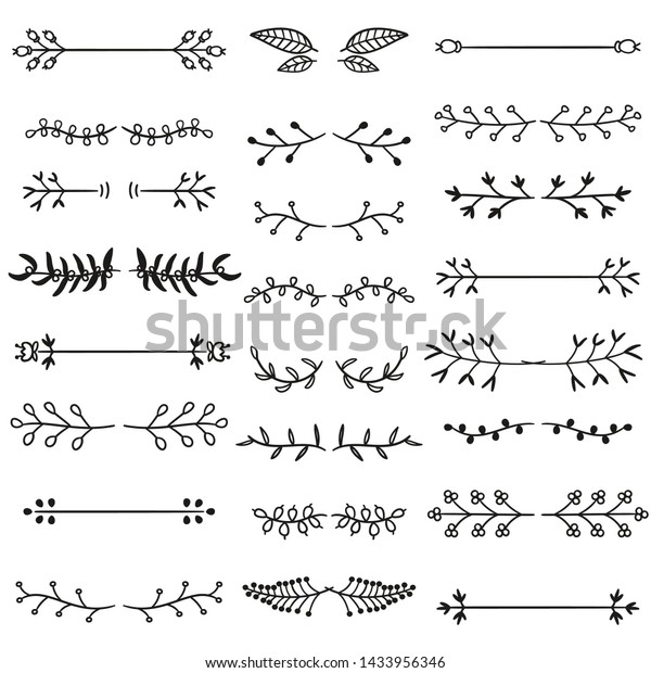 Borders and Dividers. Floral Traditional\
Doodle Icons Sketch Hand Made Design\
Vector.