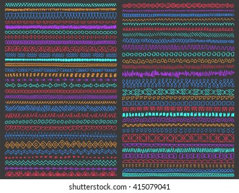 Borders doodle vector. Doodle frames, lines, dividers. Set of simple doodle borders. Pencil effect drawn collection. Simple sketch stroke. Big set of doodle ornaments. Pencil effect isolated borders.