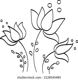Borders flower. Embroidery pattern design for print or use as different line stitches.