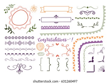borders, frames, corners,wreaths, brackets, banners and text dividers. vector design elements