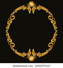 Bordes y marcos en estilo tradicional. Elementos ornamentales para tus diseños. Colores negro y dorado. Decoración de talla floral para postales o invitaciones para redes sociales.