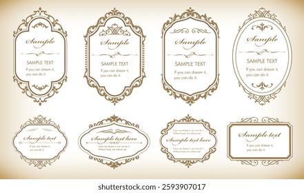 Borders and frames. Vintage typographic decorative ornament design. Labels and badges, retro ribbons.